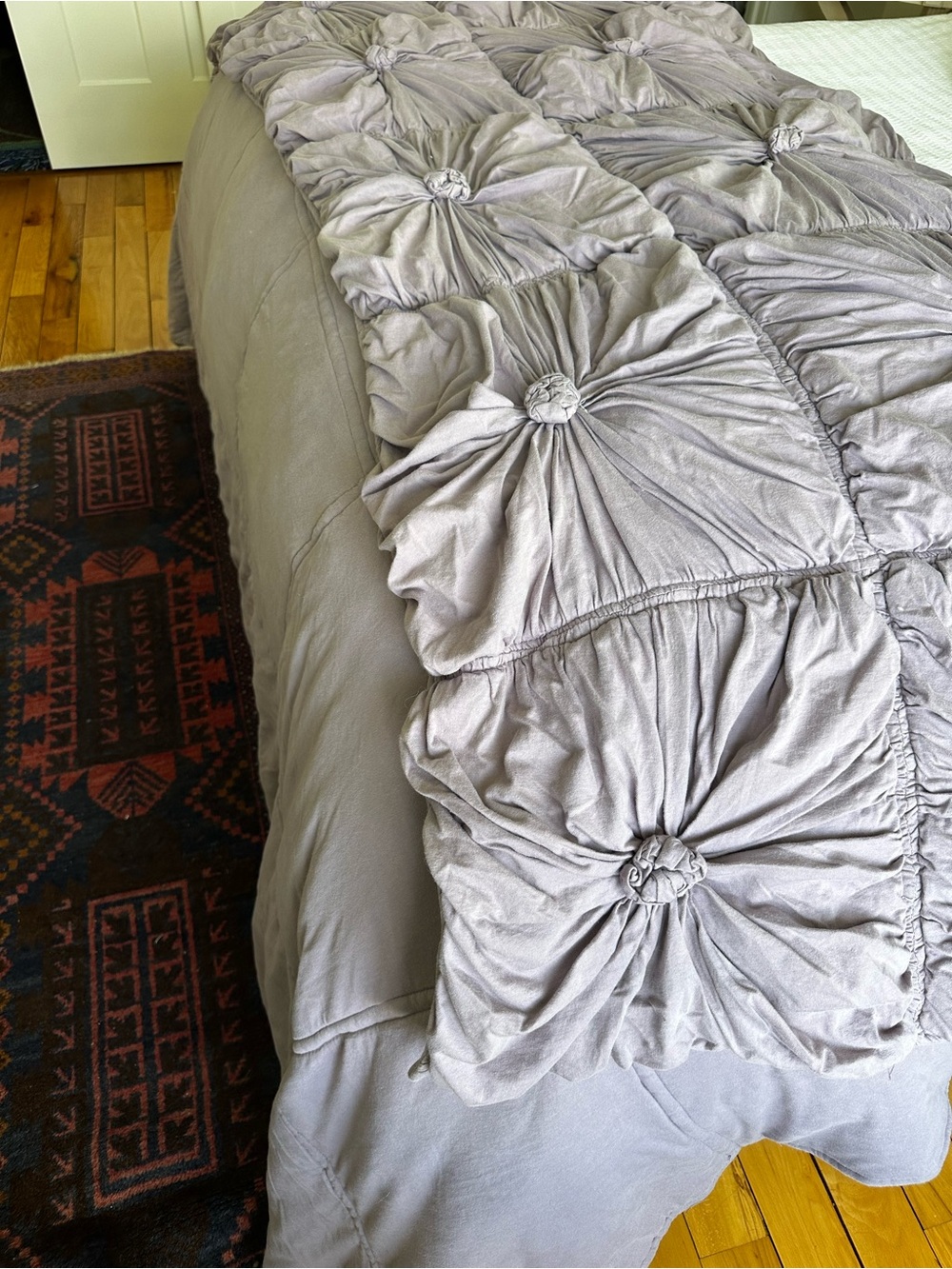 Anthropologie Organic Rosette Jersey Quilt by Lazybones